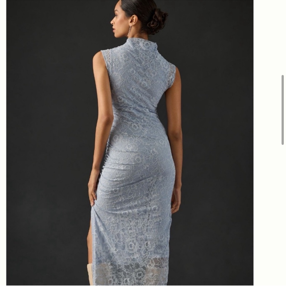NWT Anthropologie The Maya Ruched Cowl-Neck Dress: Lace Edition Sky size XL - Picture 2 of 13